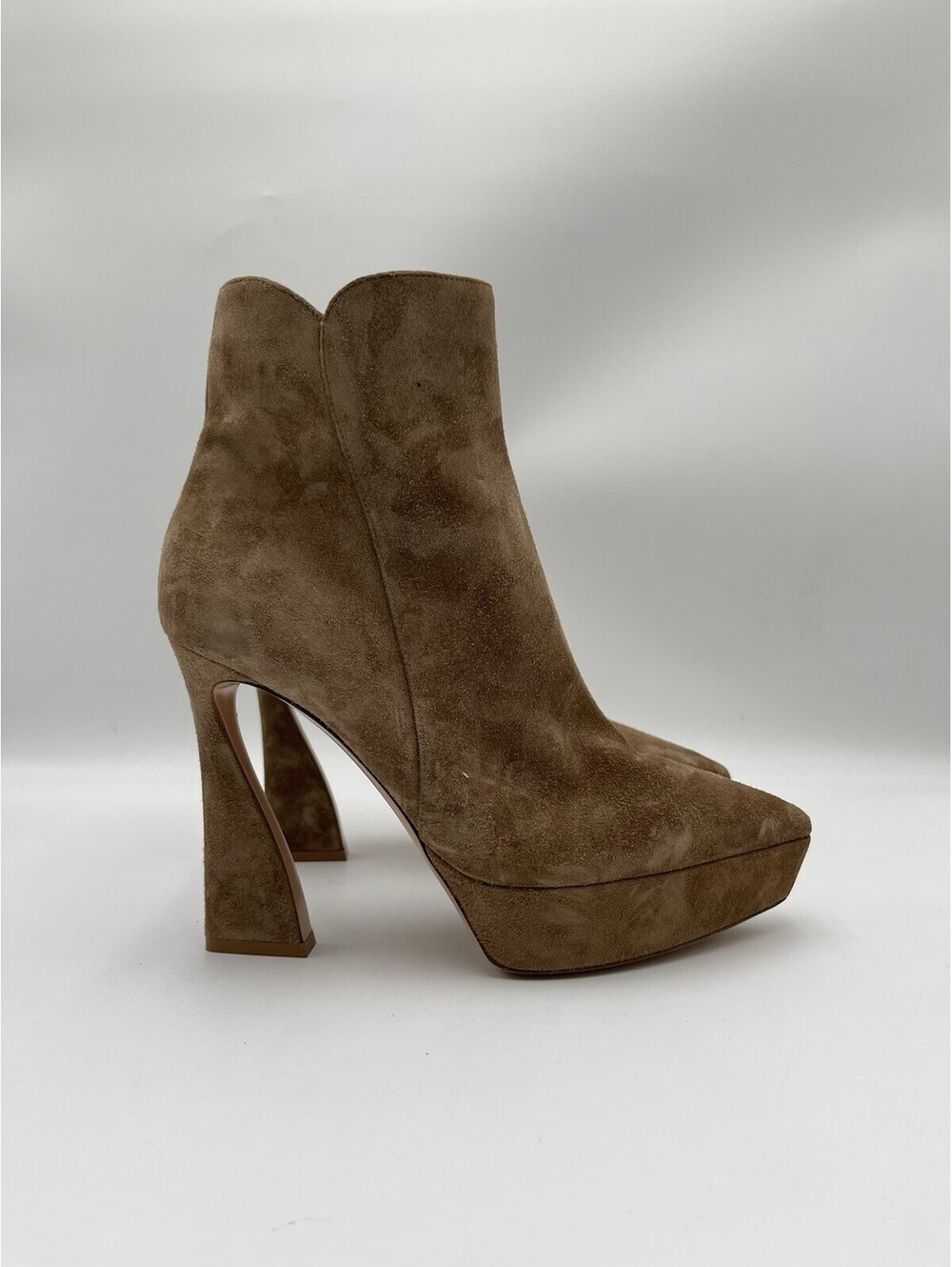 Women’s Gianvito Rossi Vertigo Brown Suede Side Zip Ankle Boots Size 37.5